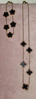 Black on Gold Clover Jewelry Set