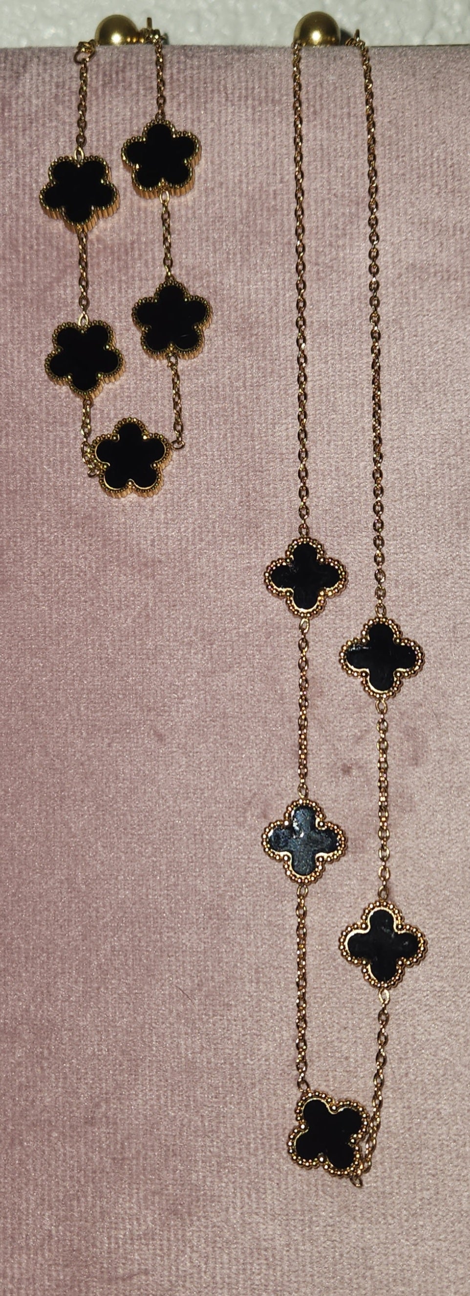 Black on Gold Clover Jewelry Set